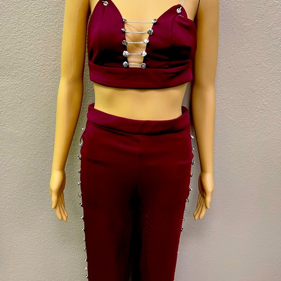 Burgundy 2pc chain link set - Picture 3 of 7
